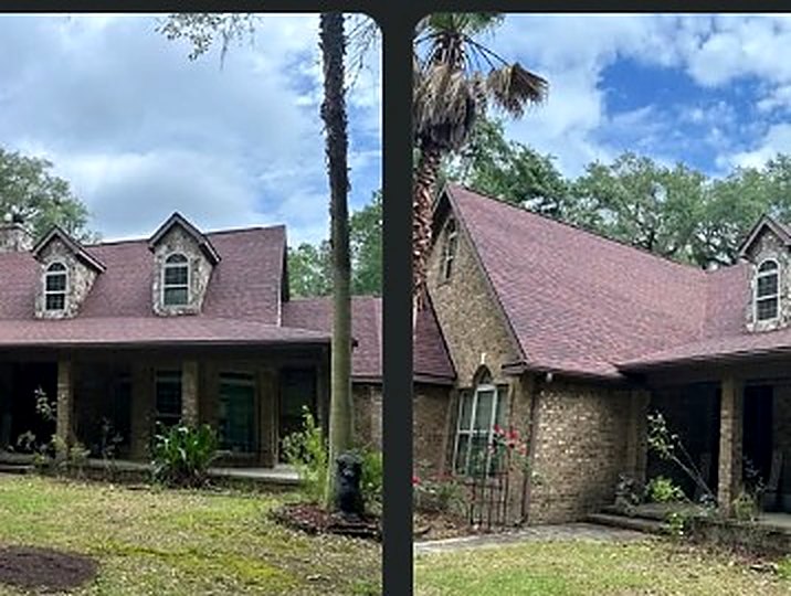 Home with white dormers and a covered porch under a new gray roof